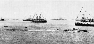 Turbinia breaking into the Naval review